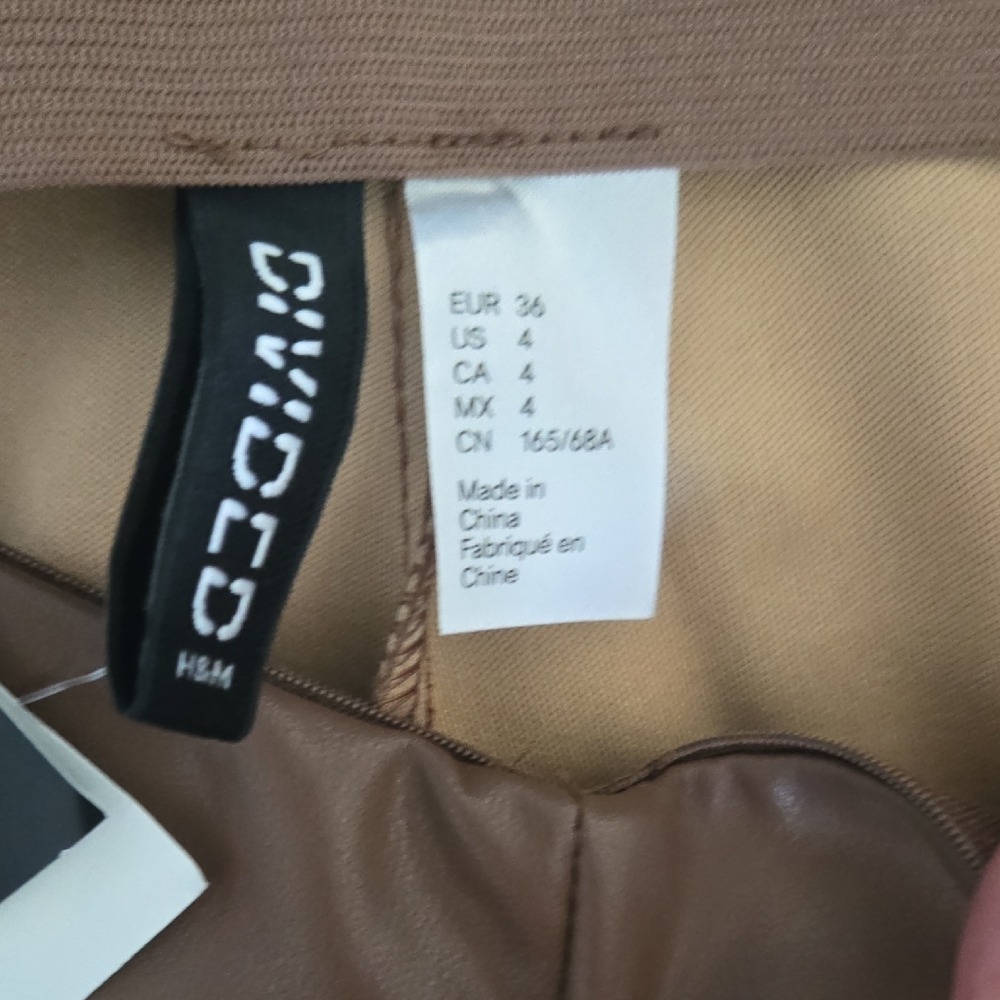 H&M Divided Faux Leather Flare Pants – Brown, Size 4 - Picture 2 of 11